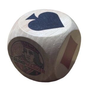 Wooden Dice with Spade and Trump Marker